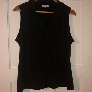 Calvin Klein Black Sleeveless V-neck Blouse - L